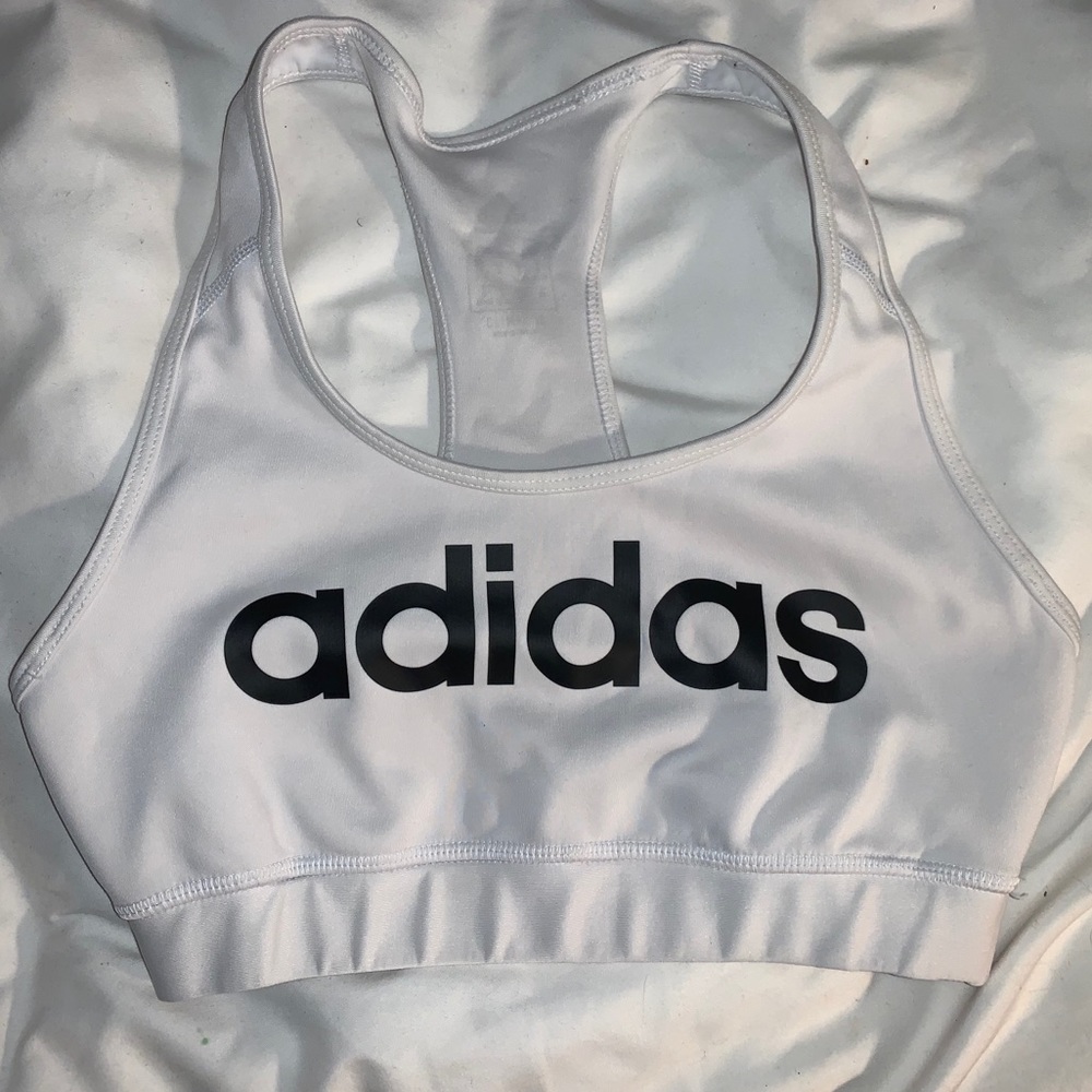 white adidas sports bra